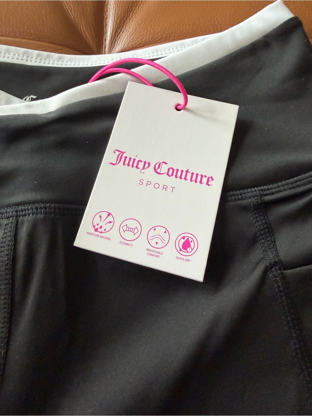 🖤Juicy Couture Sport Black Athletic Shorts with White Blue Waistband. NWT - Picture 12 of 15